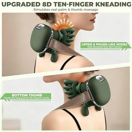 Neck Massager with Heat, Bionic Shiatsu Neck and Back Shoulder Massager Electric Deep Tissue 8D Kneading Massage, Portable Massage for Neck Shoulder Back,Wireless Pain Relief Massager for Muscle Relax