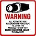 NEW! INSIDE MOUNT 4 Pack #204-IM Commercial Grade Outdoor / Indoor Security Surveillance CCTV Video Warning Decal - 4