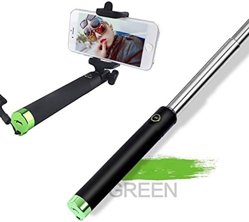 HWER 2015 New Version Wireless Bluetooth Selfie Stick Ultra Compact Foldable QuickSnap Pro Self-portrait Monopod Extendable with built-in Remote Shutter With Adjustable Phone Holder for iPhone 6, iPhone 6 Plus, iPhone 5 5s 5c and Android 4.2.2 above Smartphones£¬Bluetooth-Green
