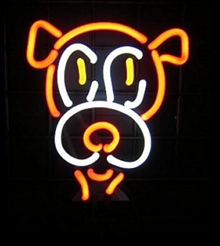 Indoor Glass tube Neon Signs with on/off switch on base A4 Size,Business Signs with dog Sculpture