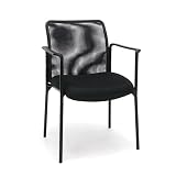 OFM ESS-8010 Essentials Collection Mesh Back Upholstered Side Chair with Arms, Black