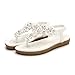 Meeshine Womens Flat Sandals Summer Rhinestone Comfort Bohemian Flip Flop Shoes White-03 US 8