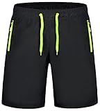 YUNY Men's Quick Dry Zipper Pocket Outdoor Sport Running Shorts