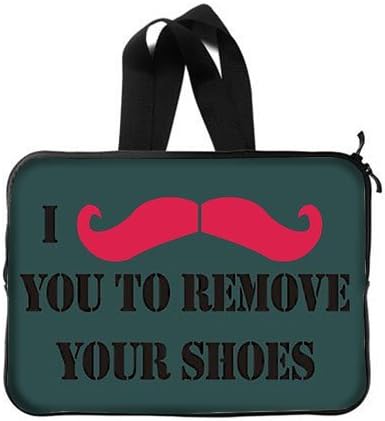 Custom I Mustache You To Remove Your Shoes Pattern Laptop Notebook Computer Netbook Soft Neoprene Sleeve Bag Case Cover for Apple Macbook Pro 15 inch(Two Sides)