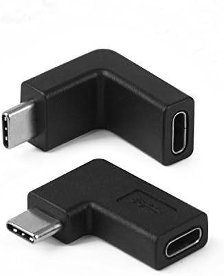 USB C to USB C Adapter (2 in 1 Pack), Fiveboy 90 Degree Left and Right Angled Extension Adapter for MacBook Pro, Nintendo Switch, Mobile Phones, Tablets and More