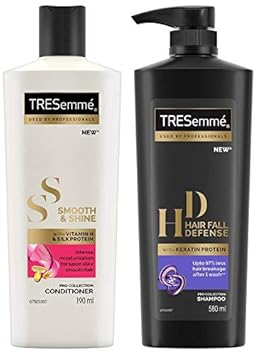 TRESemme Smooth and Shine Conditioner, 190ml & TRESemme Hair Fall Defense Shampoo, 580ml