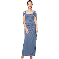 Amazon.com: Alex Evenings Women's Long Cold Shoulder Dress, Mother of The  Bride, Formal Events, Black Glitter, 4 Petite : Clothing, Shoes & Jewelry