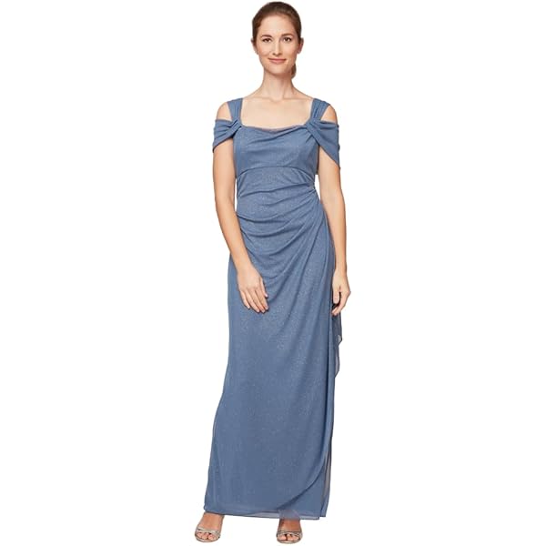 Amazon.com: Alex Evenings Women's Long Rosette Off The Shoulder A-line Dress,  Formal Event, Weddings (Petite and Regular Sizes), Mink, 4 : Clothing,  Shoes & Jewelry