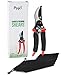 Pixpri Pruning Shears (Red) – Garden Bypass Pruners and Ergonomic Flower Cutter – Ideal Gardening Tool for Trees, Shrubs, Bushes, Weeds – Non-Slip, Foam Grip – Flannel Storage Bag