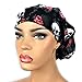 Women’s Black Surgical Scrub Hat Nurse Ponytail Adjustable Euro Bouffant Skulls Roses DK Scrub Hats