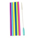 ABC123 Drinkware Reusable Staight Silicone Drinkings Straws With Advanced Cleaning Brush For RTIC, Ozark Tral and Yeti Rambler 20OZ & 30OZ Tumblers