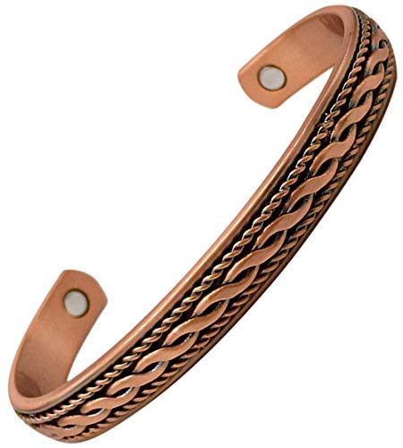 Helena Rose Pure Copper Magnetic Bangle for Men and Women - Traditional Classic Twisted Rope Design Bracelet with Magnets - with Jewellery Gift Box