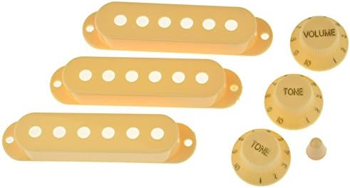 Guitar Pickup Cover Set Pickup Cover and Knobs Switch Tip Set for ST Electric Guitar , Yellow