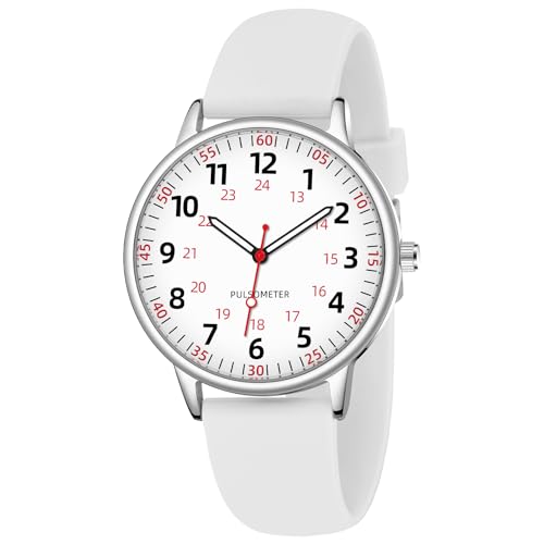 TWOPTION Nurse Watch for Women Waterproof Analog Silicone Watch with Second Hand Nursing Watch