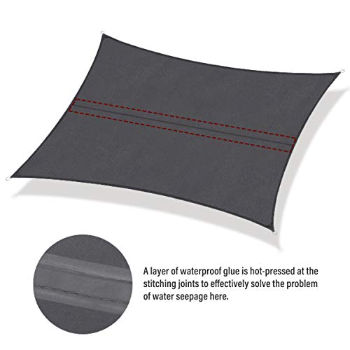 Sekey Sonnensegel Wasserdicht 3x3m Quadratisch mit Edelstahl Befestigungs Kit PES Polyester, Sonnenschutz 95% UV Schutz… – Bild 6