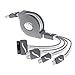 USB Cable, Retractable 4 in 1 Multifunctional Universal USB Charger Cable for iPhone 6s, 6s Plus, 5 / 5S / 5C / SE, 4S 4,iPad Mini, Galaxy S6 Edge, S6, S5, Note 4 5, all Android and Tablets (Gray)
