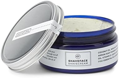 ShaveFace Natural Shave Cream for Men w/ Orange, Pine &amp; Organic Raw Green Coffee, 8 oz