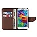 Galaxy S5 Case, GMYLE Navy Blue & Brown with Cross Pattern PU Leather Protective Flip Folio Slim Fit Magnetic Wallet Stand Case Cover for Samsung Galaxy S5