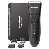 MANSPOT Manscape Groin & Body Hair Trimmer for Men, Electric Ball Pubic Trimmer Shaver,Manscape Kit with 4 Guard,Replaceable Ceramic Blade Heads,Waterproof Wet/Dry Shaver,90 Minutes Shaving