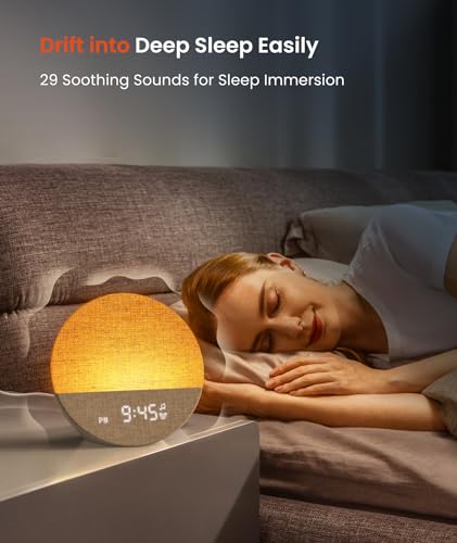 Dreamegg Sunrise 1-Sound Machine Alarm Clock, White Noise Machine with 29 Soothing Sounds, Custom Sleep Routine, Dimmable Display,Wake up Light for Adult-Ivory