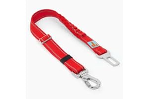 DOG FRIENDLY CO DF Co. Dog Seat Belt | Safe and Comfortable Dog Transportation | Adjustable Length, Anti-Shock Bungee, Universal Heavy Duty Clips | Red