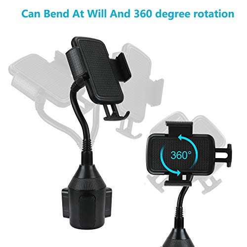 Co-Goldguard Car Cup Holder Phone Mount,[Upgraded ] Adjustable Universal Gooseneck Car Cup Cell Phone Stand Compatible with iPhone 12/11 XS Max XR 8 Plus 7 Plus Samsung Galaxy Note 10 Plus S9,Black