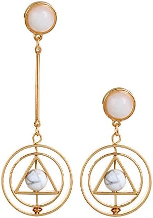 Fayon Designer Modern Golden Geometric Asymmetric Drop Earrings