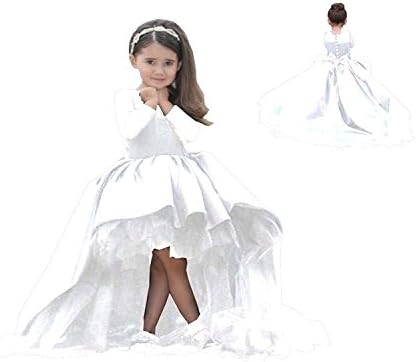 PrettyBridal White Flower Girl Dresses Long Sleeve Princess Pageant Prom Gown 10