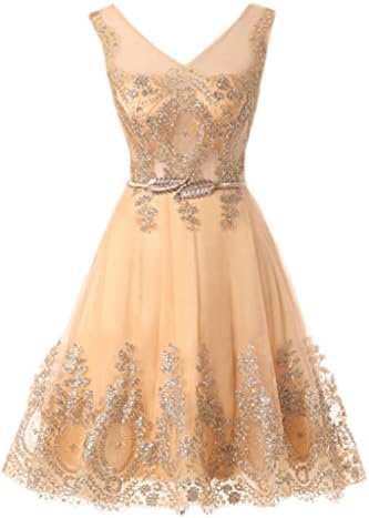 Audrey Bride Chic Evening Gowns for Woman 2016 Formal Prom Dresses-26W-Gold Short3