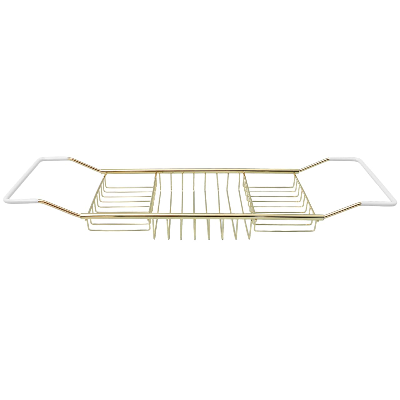 Cabilock Stainless Steel Bathtub Tray Stretchy Anti Slip Bathtub Tray Over Bathtub Racks for Shower Bath Phone Pad Book Holder Golden