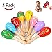 Kids Wooden Maracas ,Rattle Shakers Musical Educational Toys,Random Color and pattern,Set of 4,Mini