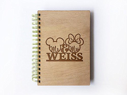 Click Here to See More Images Wedding Guest book (wood) - notebook - Mr and Mrs Mickey and Minnie Personalized