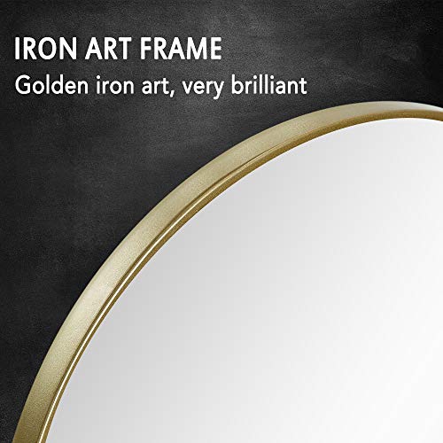 PexFix 30'' Wall Round Mirror, Modern Iron Art Frame Circle Wall-Mounted Decorative Mirror for Bedroom, Vanity Washrooms, Living Room & Entryway (Golden)