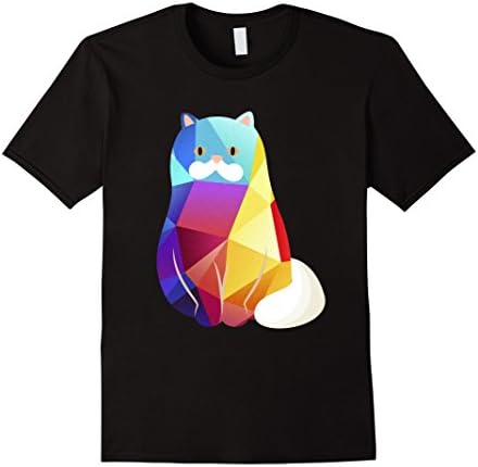 Mens Colorful Rainbow funny Cute Rave Psychedelic Cat Shirt Small Black