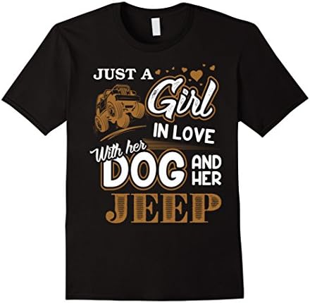 Mens just a Girl In Love With Her Dog and Her Jeep t-shirt XL Black