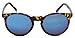 Outray Vintage Round Horned Rim Frame Retro Sunglasses 2201c2 Tortoise Mirror Blue