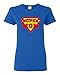 Ladies Super Mom Superhero Funny DT T-Shirt Tee (Large, Royal Blue)