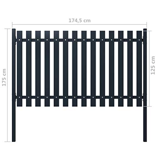 FAMIROSA Zaunfeld Anthrazit 174,5x125 cm Pulverbeschichteter Stahl – Bild 5