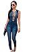 Women Sexy Lace Up Denim Jeans Jumpsuit Rompers Overalls Bodycon Bodysuit Blue M