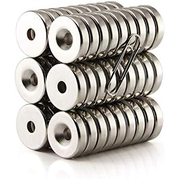 25 Pack- 0.472D x 0.157 H with 0.157inch Hole DIY Multi-Use Refrigerators Magnets,Silver/Chrome Round Base Magnet.MYWEI