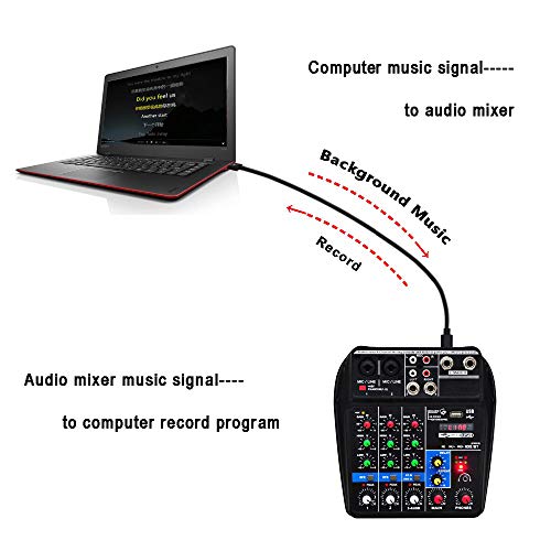 A4 4 Channels Audio Mixer Sound Mixing Console With Bluetooth USB