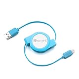 iPhone Charger, iOrange-E 2.3ft (0.7M) Apple Certified Lightning to USB Retractable Charger for iPhone 7 / Plus / SE, iPhone 6 6S Plus 5s 5c 5, iPad Pro, iPad Mini 4, iPod and More, Blue