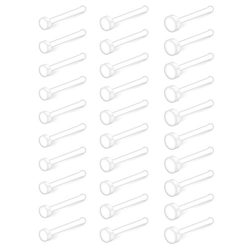Ruifan 20G Clear Bioflex Nose Bone Ring Stud Retainer Body Jewelry Piercing Top Flat 2mm 2.5mm 3mm 30PCS