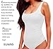 SUNRO Women's Sexy Scoop Neck Bodysuits Jumpsuits (White, Medium)