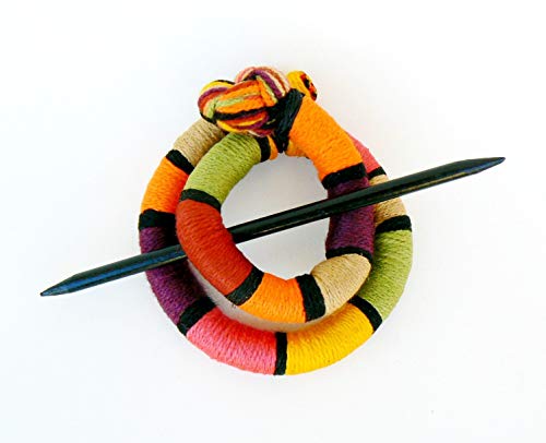 Thick hair barrette Ethnic slide for women Geometric bun holder Stick Fascinator Round Shawl brooch