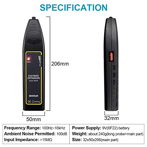 allsun EM410 Electronic Stethoscope Car Noise Finder Diagnostic Listening Device Machine Noise