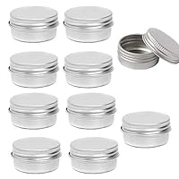 XINGPE 30 ml Aluminium Screw Tin Balm Pots Cosmetic Make Up Jar Round Cream Containers,10 PCS,Silver