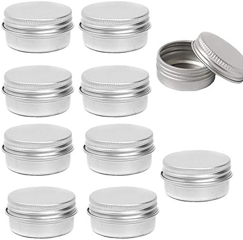 XINGPE 30 ml Aluminium Screw Tin Balm Pots Cosmetic Make Up Jar Round Cream Containers,10 PCS,Silver