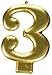 Amscan Number 3 Metallic Gold Candle, 1ct, 3 1/4