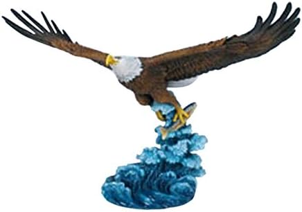 XoticBrands Eagle Catching Fish Decorative 14.96 Inch Animal Statue, Multi Color